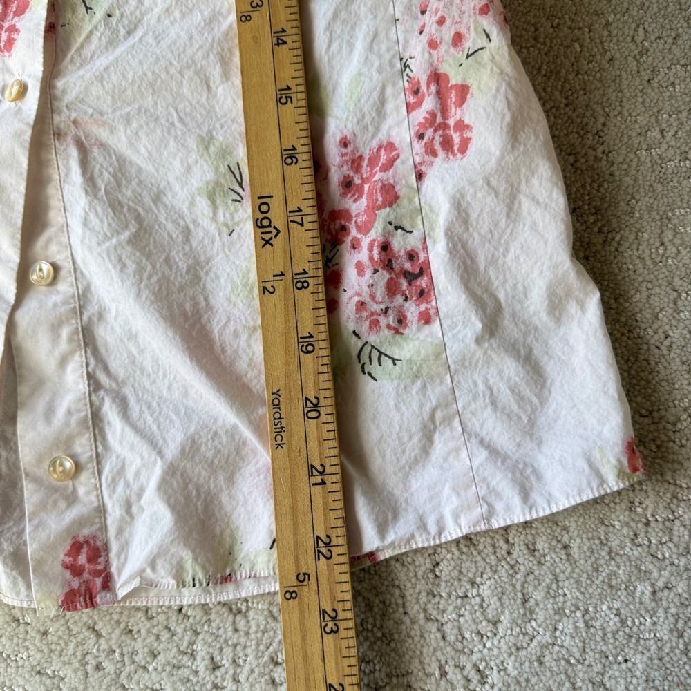 Rebecca Taylor Maia Floral Blouse Women Size 0 Pink Ruffle Cotton Top 118935B631 - Picture 9 of 13